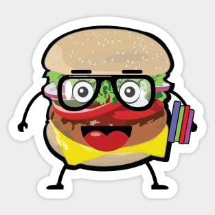 Smart Burger - Funny Character Illustration Sticker